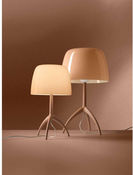 Stolní lampa Foscarini, stmívatelné, Pudrová, Obývací pokoj, Hliník