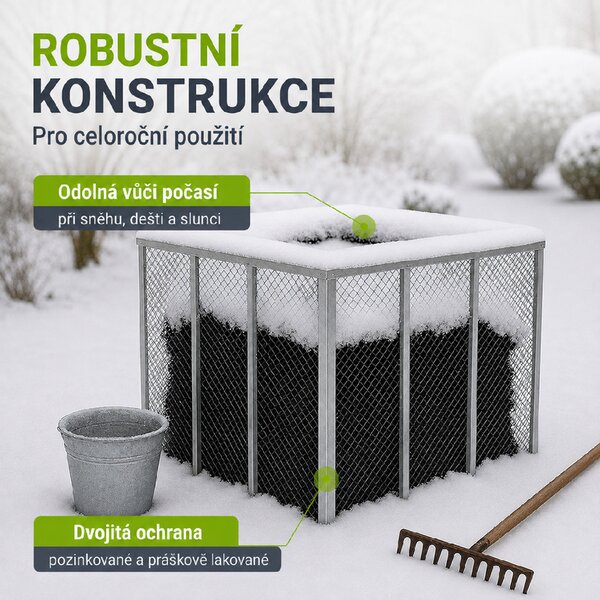 Juskys Kovový kompostér 800 L - stříbrný