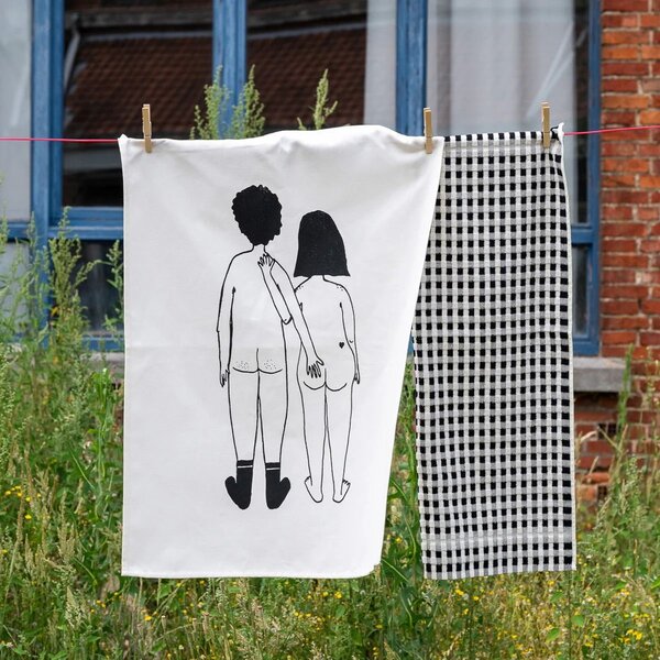 Bavlněná utěrka Naked Couple – set 2 ks