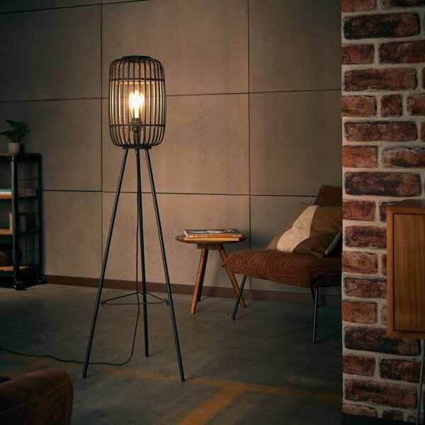 Brilliant 94977/76 Stojanová lampa WOODROW tmavý ratan