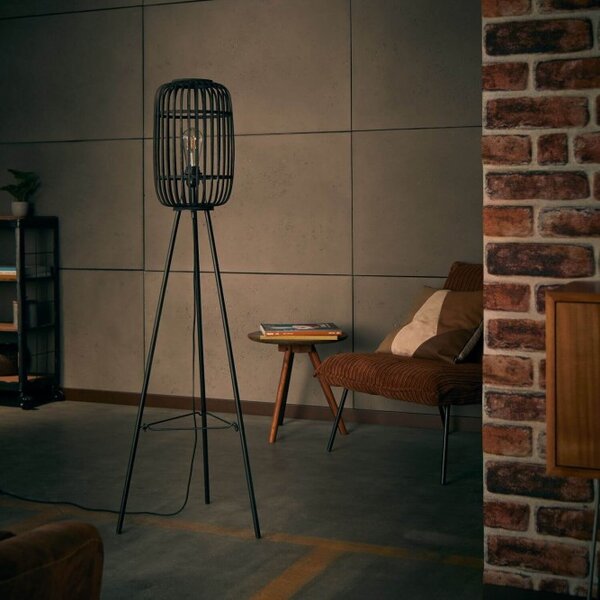 Brilliant 94977/76 Stojanová lampa WOODROW tmavý ratan