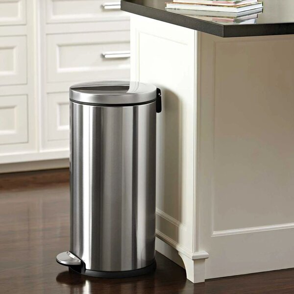 Pedálový odpadkový koš Simplehuman – 30 l, kulatý, matná ocel, FPP