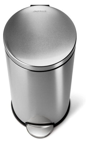 Pedálový odpadkový koš Simplehuman – 30 l, kulatý, matná ocel, FPP