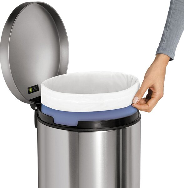 Pedálový odpadkový koš Simplehuman – 30 l, kulatý, matná ocel, FPP