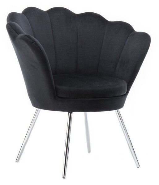LuxuryForm DESIGN Křeslo FREY VELUR se stříbrnými nohami - černé