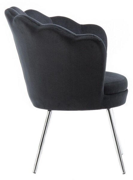 LuxuryForm DESIGN Křeslo FREY VELUR se stříbrnými nohami - černé