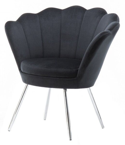 LuxuryForm DESIGN Křeslo FREY VELUR se stříbrnými nohami - černé