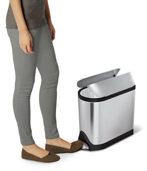 Pedálový odpadkový koš Simplehuman – 10 l, butterfly víko, kartáčovaná nerez ocel, FPP