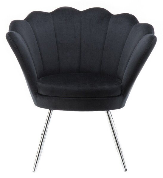 LuxuryForm DESIGN Křeslo FREY VELUR se stříbrnými nohami - černé