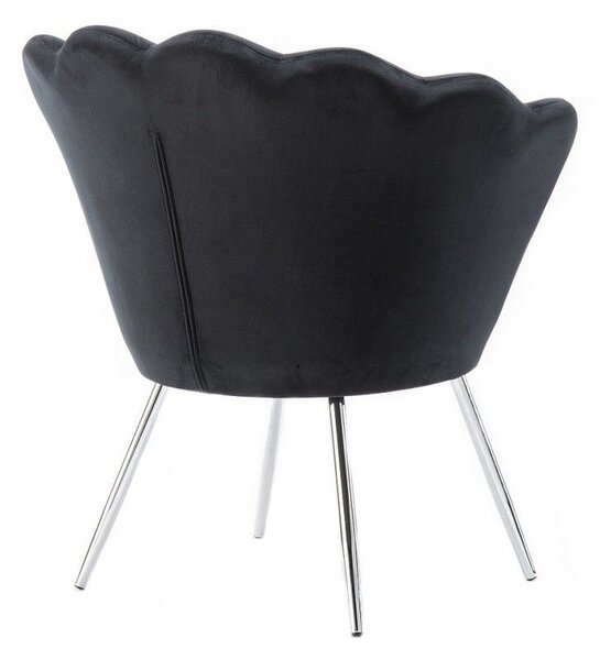 LuxuryForm DESIGN Křeslo FREY VELUR se stříbrnými nohami - černé