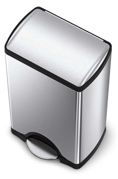 Pedálový odpadkový koš Simplehuman – 38 l, obdélníkový, matná ocel, FPP