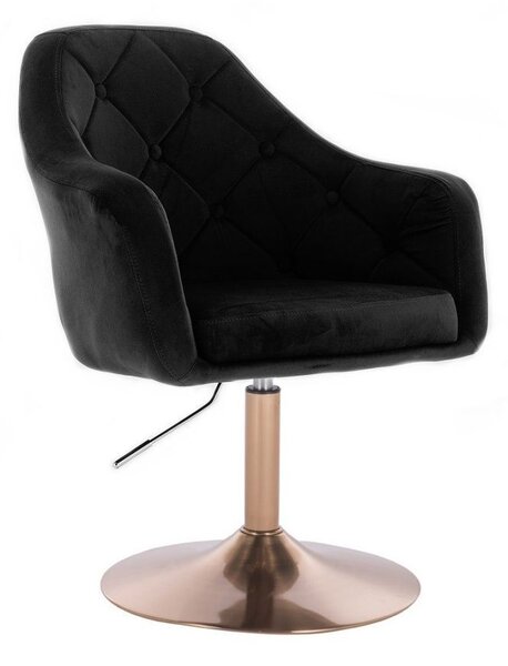 LuxuryForm DESIGN Křeslo ANDORA VELUR na zlatém talíři - černé