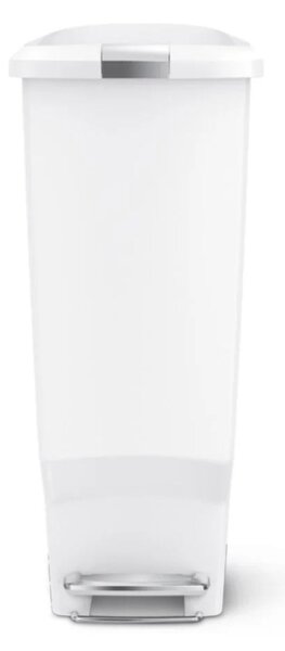Pedálový odpadkový koš Simplehuman – 40 l, úzký, bílý plast