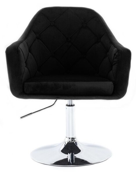 LuxuryForm DESIGN Křeslo ANDORA VELUR na stříbrném talíři - černé