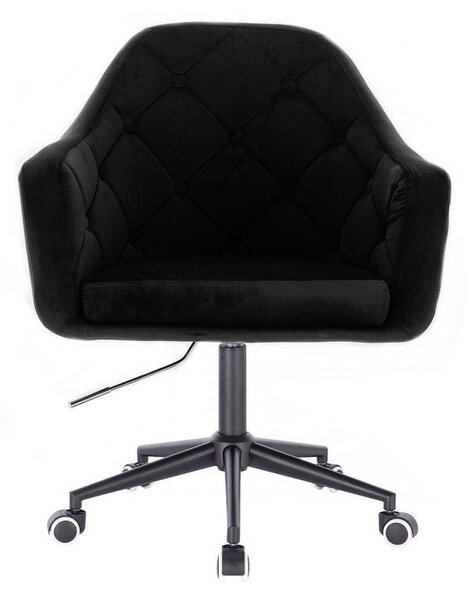 LuxuryForm DESIGN Křeslo ANDORA VELUR na černé podstavě s kolečky - černé