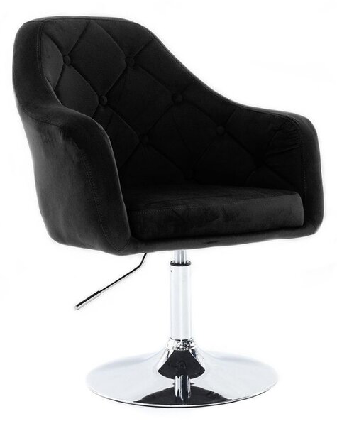 LuxuryForm DESIGN Křeslo ANDORA VELUR na stříbrném talíři - černé