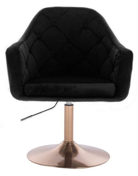 LuxuryForm DESIGN Křeslo ANDORA VELUR na zlatém talíři - černé