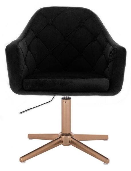 LuxuryForm DESIGN Křeslo ANDORA VELUR na zlatém kříži - černé