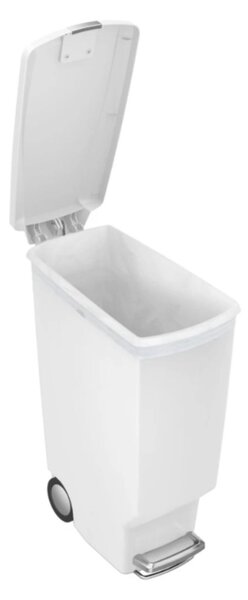 Pedálový odpadkový koš Simplehuman – 40 l, úzký, bílý plast