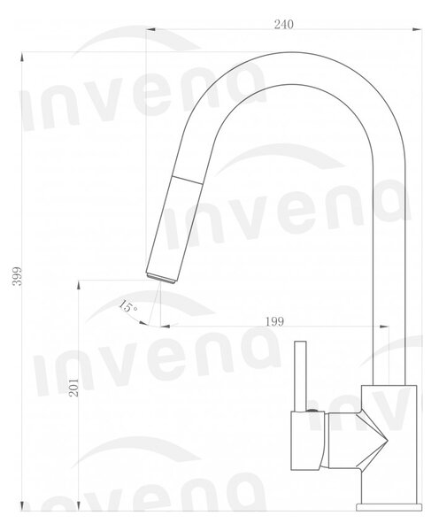 Invena Elia, stojánková dřezová baterie, černá matná, INV-BZ-89-W04-C