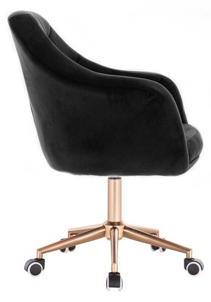 LuxuryForm DESIGN Křeslo ANDORA VELUR na zlaté podstavě s kolečky - černé