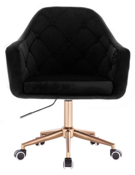 LuxuryForm DESIGN Křeslo ANDORA VELUR na zlaté podstavě s kolečky - černé