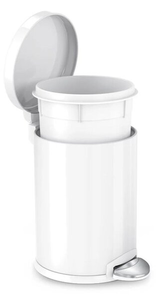 Pedálový odpadkový koš Simplehuman – 4,5 l, kulatý, bílý