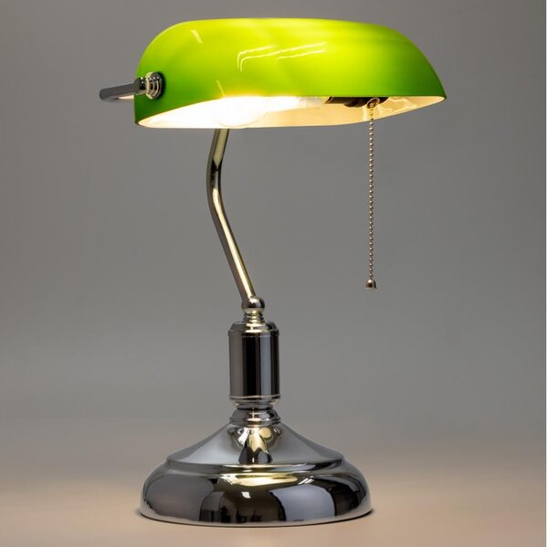 Brilagi - Stolní lampa BANK OFFICE 1xE27/60W/230V lesklý chrom/zelená