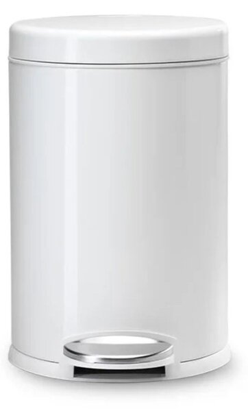 Pedálový odpadkový koš Simplehuman – 4,5 l, kulatý, bílý