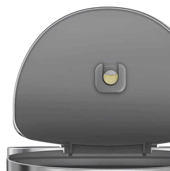 Pedálový odpadkový koš Simplehuman – 45 l, půlkulatý, matná ocel, FPP, rám na sáčky