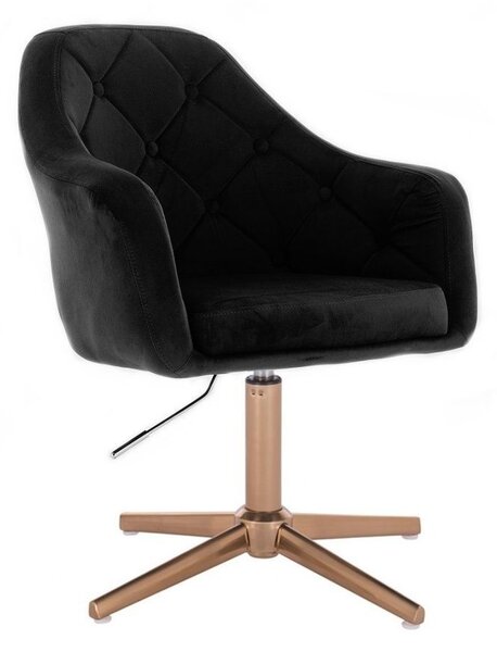 LuxuryForm DESIGN Křeslo ANDORA VELUR na zlatém kříži - černé