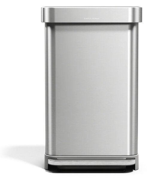 Pedálový odpadkový koš Simplehuman – 45 l, kartáčovaná ocel, FPP, kapsa na sáčky