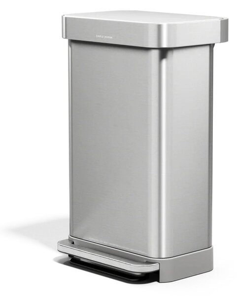 Pedálový odpadkový koš Simplehuman – 45 l, kartáčovaná ocel, FPP, kapsa na sáčky