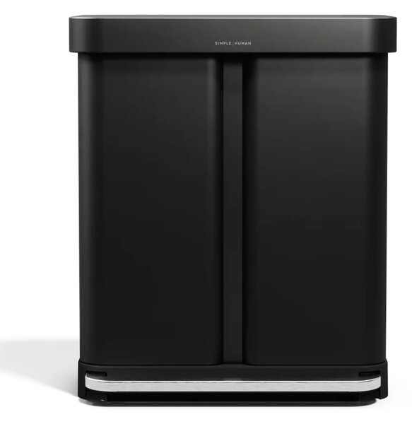 Pedálový odpadkový koš Simplehuman na tříděný odpad – 58l (34/24), matná černá ocel