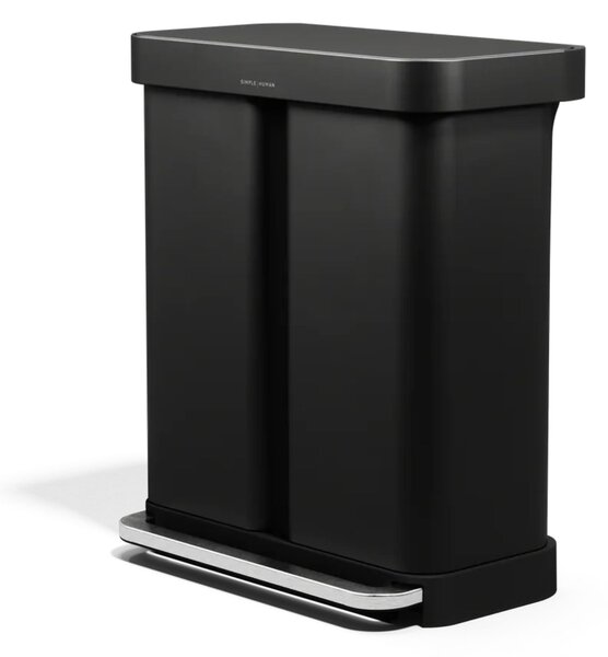 Pedálový odpadkový koš Simplehuman na tříděný odpad – 58l (34/24), matná černá ocel