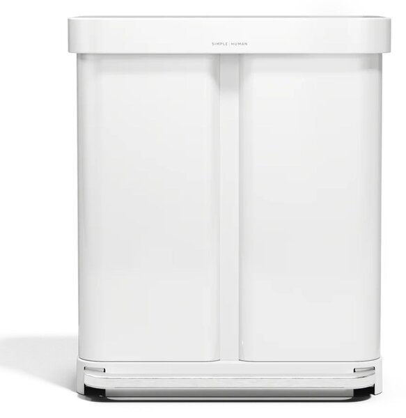 Simplehuman pedálový odpadkový koš na tříděný odpad DUAL, 58 L (34/24), bílá ocel