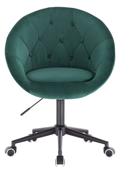 LuxuryForm DESIGN Křeslo VERA VELUR na černé podstavě s kolečky - zelené