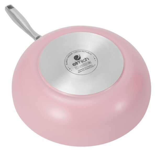 Elmich Nepřilnavá keramická Wok pánev Vital Ø 26 cm - růžová