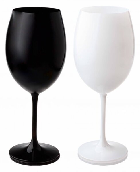 Set sklenic na víno, Black and White, Lesklé, Royal Crystal, 580 ml, 2 ks