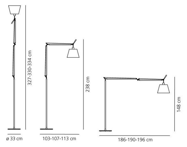 Stojací Lampa Artemide, stmívatelné, Metalická, Obývací pokoj, Hliník