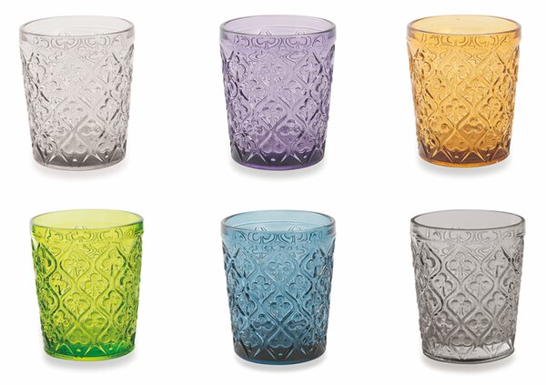 VILLA D’ESTE HOME Set sklenic Marrakech 6 kusů, barevný, řezaný vzor, 240 ml