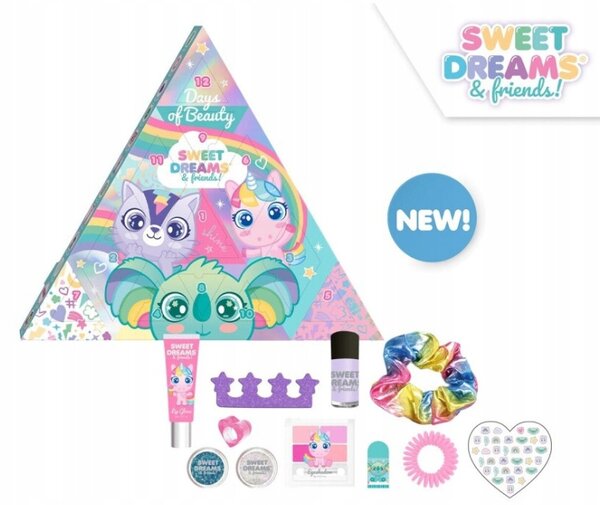Adventní kalendář SWEET DREAMS UNICORN s kosmetikou pro děti na 12 dní