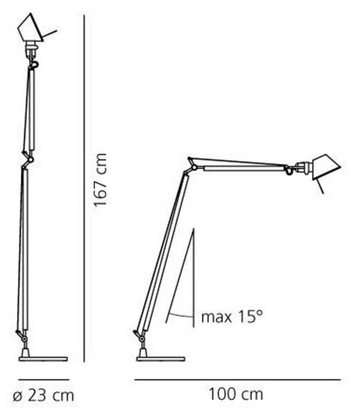 Stojací Lampa Artemide, Metalická, Obývací pokoj, Hliník