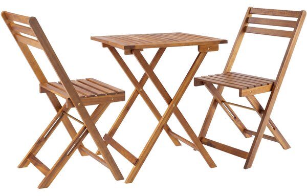Tectake Bistro set Sóller, skládací, pro 2 osoby, odolný proti povětrnostním vlivům - hnědá
