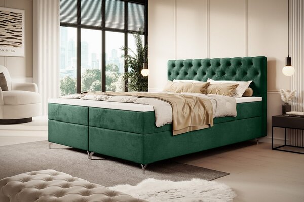 Čalouněná postel 140x200 ADRIA s úložným prostorem - zelená