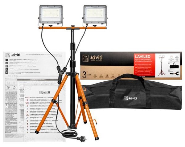 Pracovní LED reflektor se stativem ORNO Adviti AD-NL-6616, 2x 50W, 4000k, IP65, taška