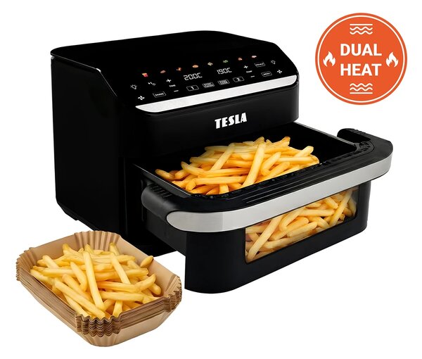 TESLA AirCook DualHeat QD575 XXL - multifunkční duální digitální horkovzdušná fritéza