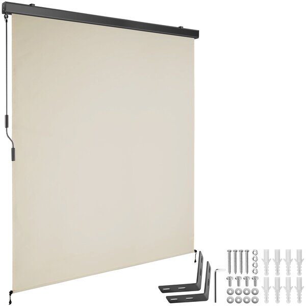 Tectake Svislá markýza Eloise se 2 nástěnnými držáky - 160 x 250 cm,béžová