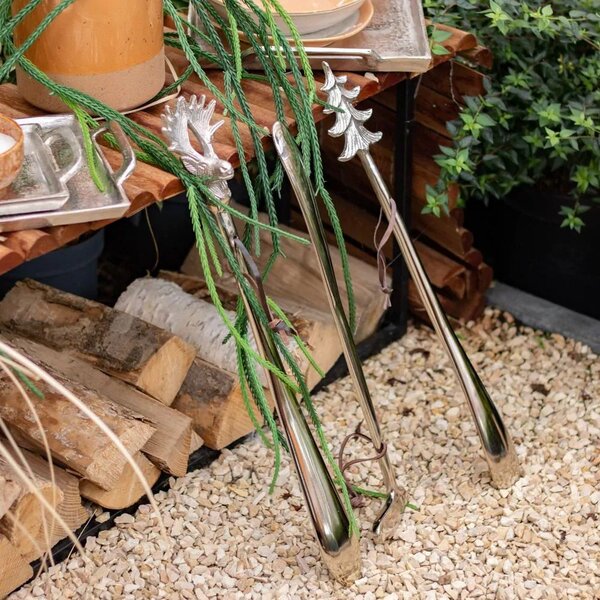 Stříbrná kovová lžíce na obouvání stromek Tree - 51cm - Mars & More