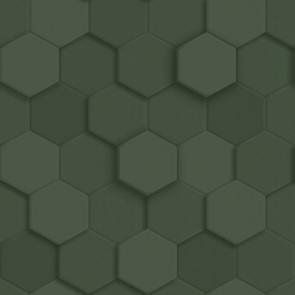Vliesová tapeta na zeď, zelená, hexagony, 347852, 3D Reflections, Origin